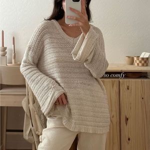 Open knit cream sweater